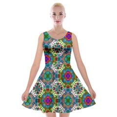 Seamless Pattern Decoration Velvet Skater Dress