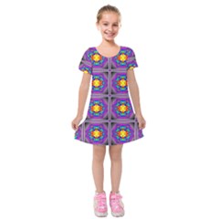 Seamless Wallpaper Pattern Ornament Art Kids  Short Sleeve Velvet Dress by Pakrebo