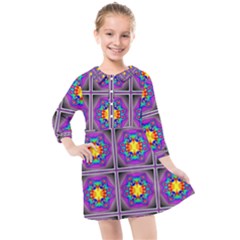 Seamless Wallpaper Pattern Ornament Art Kids  Quarter Sleeve Shirt Dress by Pakrebo