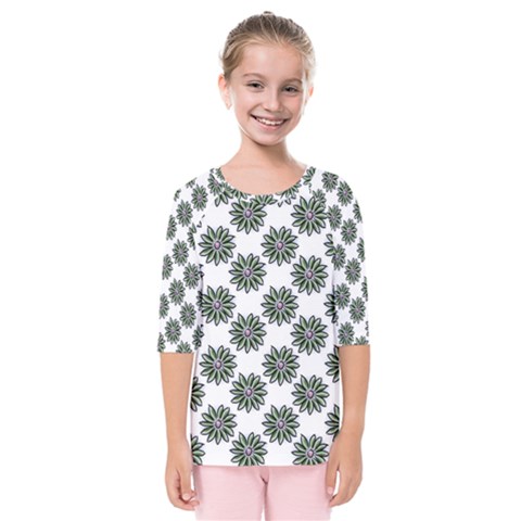 Graphic Pattern Flowers Kids  Quarter Sleeve Raglan Tee by Pakrebo