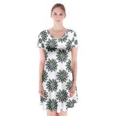 Graphic Pattern Flowers Short Sleeve V-neck Flare Dress by Pakrebo