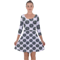 Graphic Pattern Flowers Quarter Sleeve Skater Dress by Pakrebo