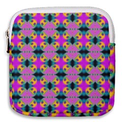 Seamless Wallpaper Pattern Ornament Pink Yellow Mini Square Pouch by Pakrebo