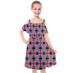 Seamless Wallpaper Pattern Ornament Pink Yellow Kids  Cut Out Shoulders Chiffon Dress