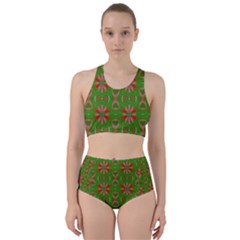 Seamless Wallpaper Digital Art Green Red Racer Back Bikini Set by Pakrebo