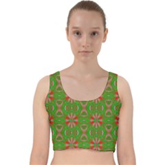 Seamless Wallpaper Digital Art Green Red Velvet Racer Back Crop Top by Pakrebo