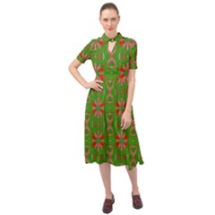 Seamless Wallpaper Digital Art Green Red Keyhole Neckline Chiffon Dress