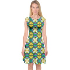 Seamless Wallpaper Pattern Symmetry Capsleeve Midi Dress by Pakrebo