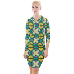 Seamless Wallpaper Pattern Symmetry Quarter Sleeve Hood Bodycon Dress by Pakrebo