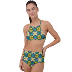 Seamless Wallpaper Pattern Symmetry High Waist Tankini Set by Pakrebo