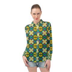 Seamless Wallpaper Pattern Symmetry Long Sleeve Chiffon Shirt