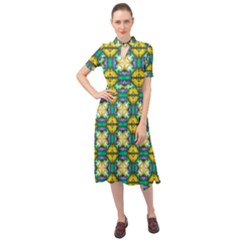 Seamless Wallpaper Pattern Symmetry Keyhole Neckline Chiffon Dress by Pakrebo