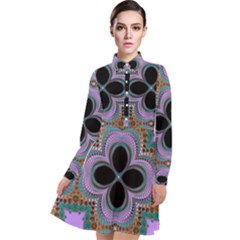 Seamless Wallpaper Pattern Ornament Art Pattern Long Sleeve Chiffon Shirt Dress