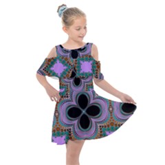 Seamless Wallpaper Pattern Ornament Art Pattern Kids  Shoulder Cutout Chiffon Dress by Pakrebo