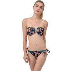 Fractal Pattern Abstraction Twist Bandeau Bikini Set