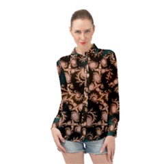 Fractal Pattern Abstraction Long Sleeve Chiffon Shirt