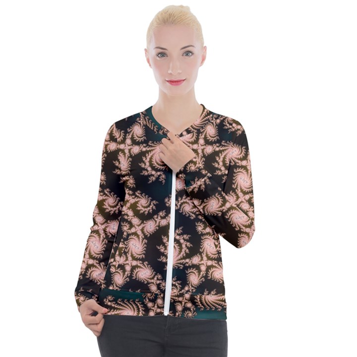 Fractal Pattern Abstraction Casual Zip Up Jacket