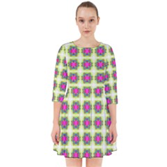 Seamless Geometric Blur Lines Smock Dress by Pakrebo