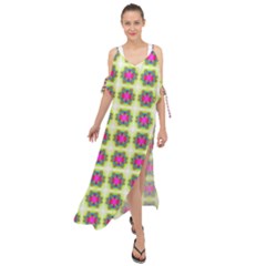 Seamless Geometric Blur Lines Maxi Chiffon Cover Up Dress by Pakrebo