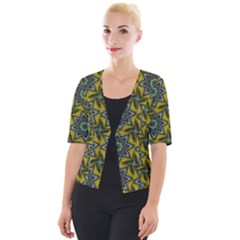 Seamless Wallpaper Digital Art Cropped Button Cardigan by Pakrebo