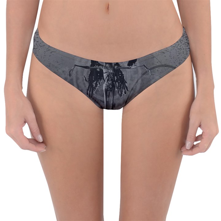 Awesome Crow Skeleton With Skulls Reversible Hipster Bikini Bottoms