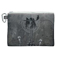 Awesome Crow Skeleton With Skulls Canvas Cosmetic Bag (xl) by FantasyWorld7