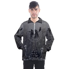 Awesome Crow Skeleton With Skulls Men s Half Zip Pullover