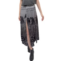 Awesome Crow Skeleton With Skulls Velour Split Maxi Skirt by FantasyWorld7