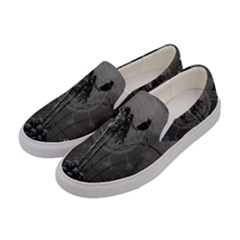 Awesome Crow Skeleton With Skulls Women s Canvas Slip Ons by FantasyWorld7