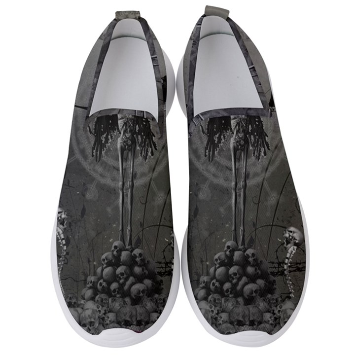 Awesome Crow Skeleton With Skulls Men s Slip On Sneakers