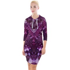 Pink Fractal Lace Quarter Sleeve Hood Bodycon Dress by KirstenStar