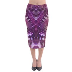 Pink Fractal Lace Velvet Midi Pencil Skirt by KirstenStar