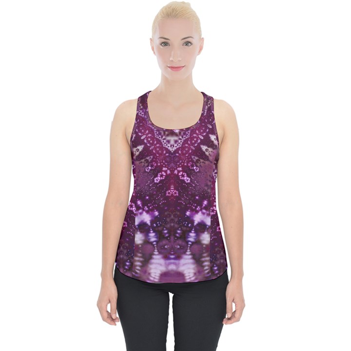 Pink fractal lace Piece Up Tank Top