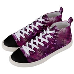 Pink Fractal Lace Men s Mid-top Canvas Sneakers by KirstenStar