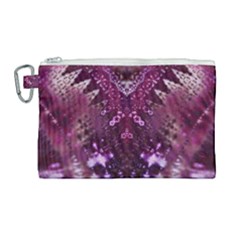 Pink Fractal Lace Canvas Cosmetic Bag (large) by KirstenStar