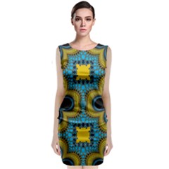 Seamless Pattern Ornament Wallpaper Sleeveless Velvet Midi Dress