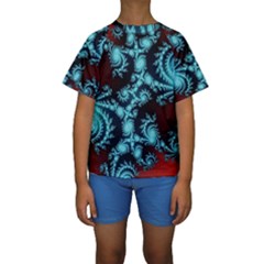 Fractal Spiral Abstract Pattern Art Kids  Short Sleeve Swimwear by Pakrebo