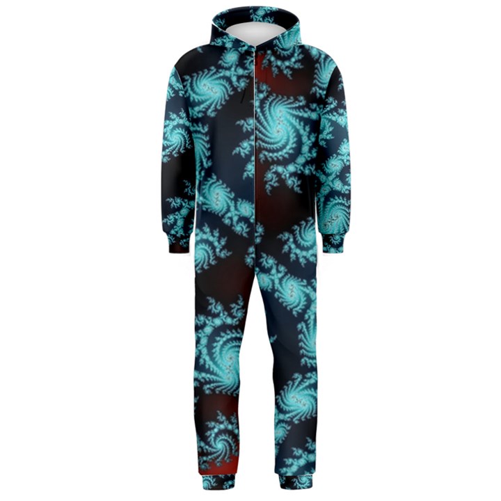 Fractal Spiral Abstract Pattern Art Hooded Jumpsuit (Men) 