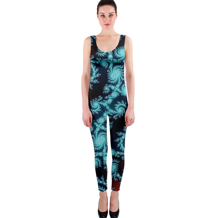 Fractal Spiral Abstract Pattern Art One Piece Catsuit