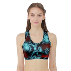 Fractal Spiral Abstract Pattern Art Sports Bra With Border by Pakrebo