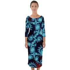 Fractal Spiral Abstract Pattern Art Quarter Sleeve Midi Bodycon Dress by Pakrebo