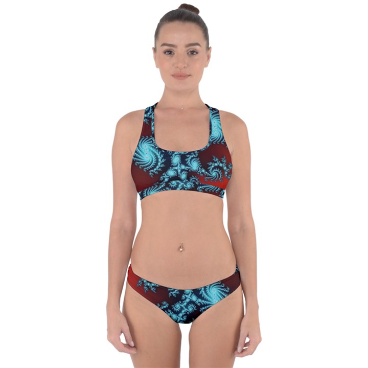 Fractal Spiral Abstract Pattern Art Cross Back Hipster Bikini Set