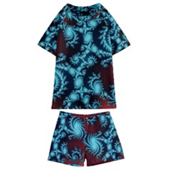 Fractal Spiral Abstract Pattern Art Kids  Swim Tee And Shorts Set by Pakrebo