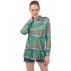 Seamless Pattern Ornament Design Long Sleeve Satin Shirt