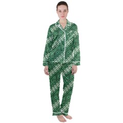 Batik Pattern Java Indonesia Satin Long Sleeve Pyjamas Set by Pakrebo