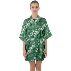 Batik Pattern Java Indonesia Quarter Sleeve Kimono Robe by Pakrebo