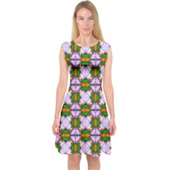 Seamless Wallpaper Digital Capsleeve Midi Dress by Pakrebo