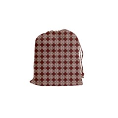 Brown Tiles Leaves Wallpaper Drawstring Pouch (small) by Pakrebo