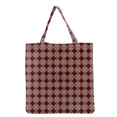 Brown Tiles Leaves Wallpaper Grocery Tote Bag by Pakrebo