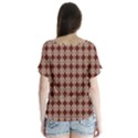 Brown Tiles Leaves Wallpaper V-Neck Flutter Sleeve Top View2